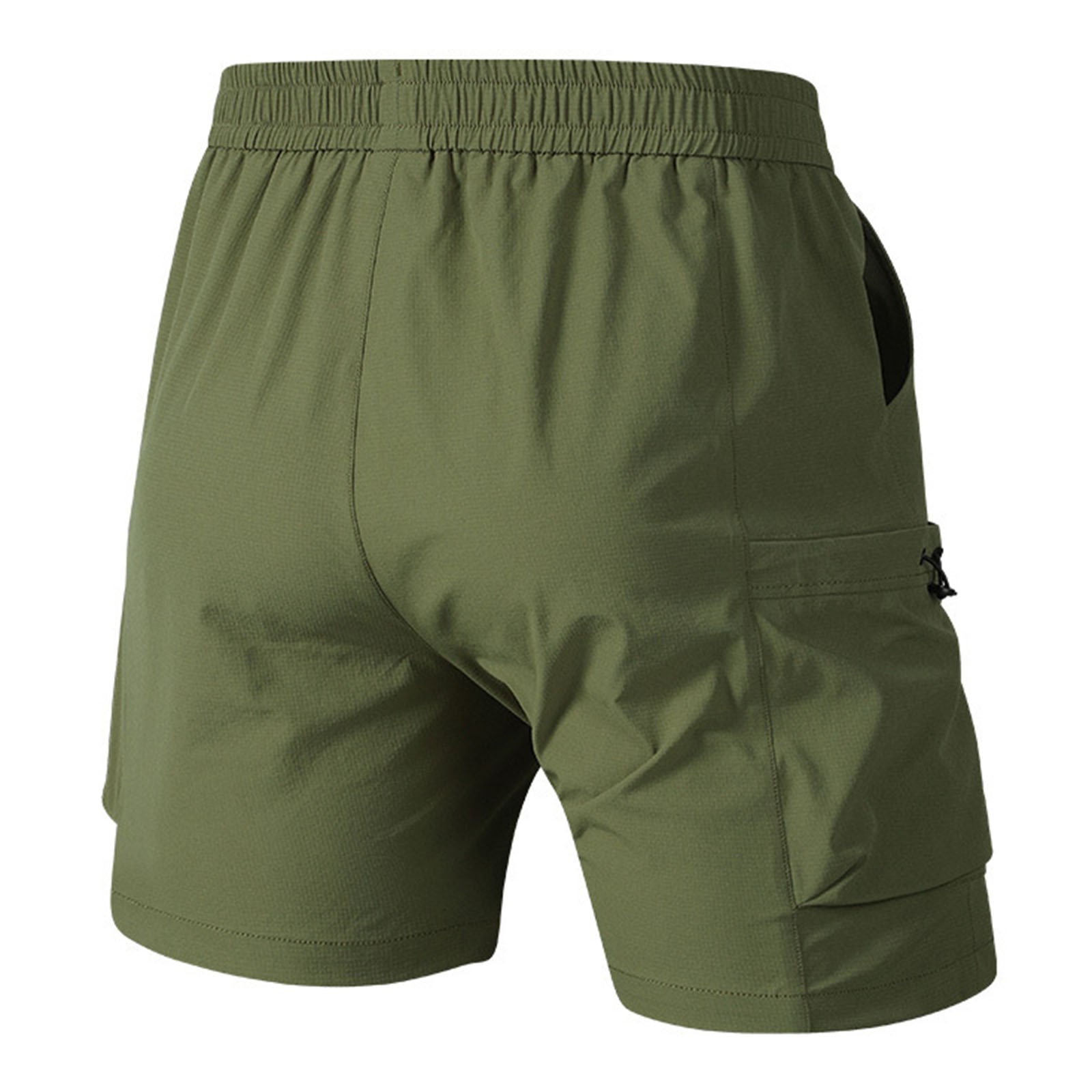 thumbnail image 5 of Pantalones cortos deportivos de secado rápido para hombre - Color liso transpirable - Poliéster, cintura elástica, tallas M-XXXXL, 5 of 5